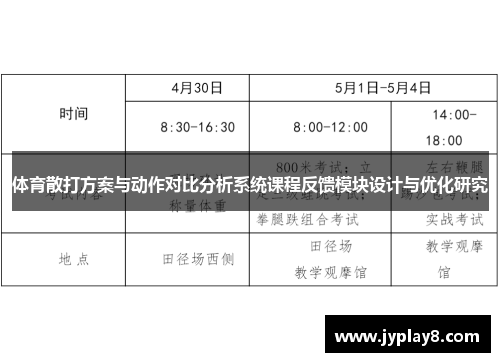 体育散打方案与动作对比分析系统课程反馈模块设计与优化研究